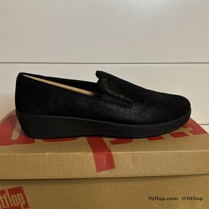 New - Women Fitflop - Superskate Loafers - All Black - Suede - Size 8